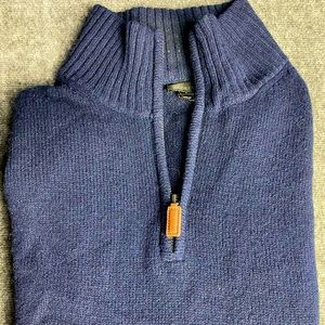 J. Crew Men’s Small Lambswool Navy Blue 1/4 Zip Pullover Sweater